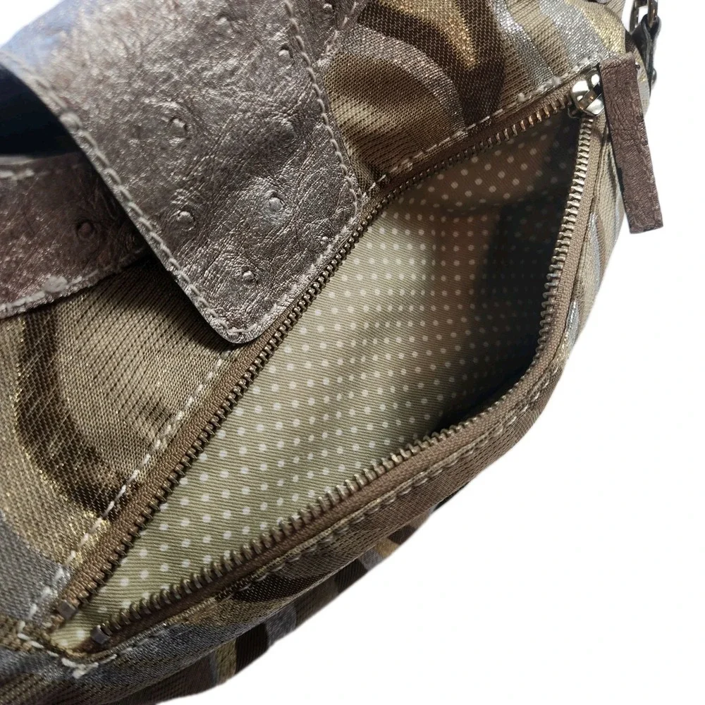 Vtg Guess Samba Metallic  Handbag Large Hobo Purse & Strap Retro Wood Handle‎